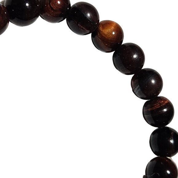 Natural Tiger Eye Bead Heart Mom Charm Stretch Bracelet Mothers Day Jewelry - Picture 3 of 4